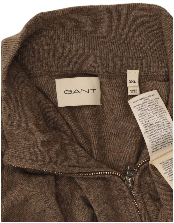GANT Mens Cardigan Sweater 3XL Brown Flecked Wool