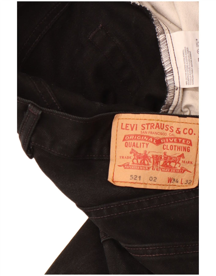 LEVI'S Mens 521 Denim Shorts W 34 Large Black Cotton