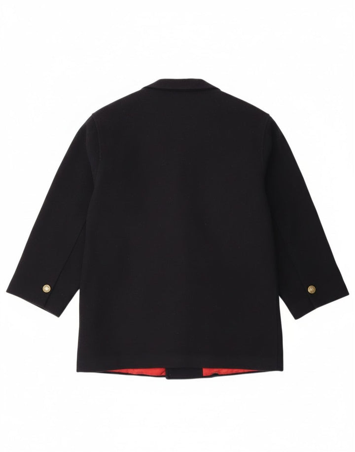 Vintage Mens Regular Fit Double Breasted Coat IT 46 Small Navy Blue Wool