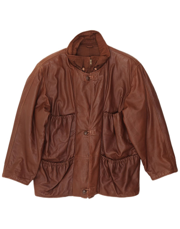 VINTAGE Mens Leather Jacket UK 42 XL Brown Leather