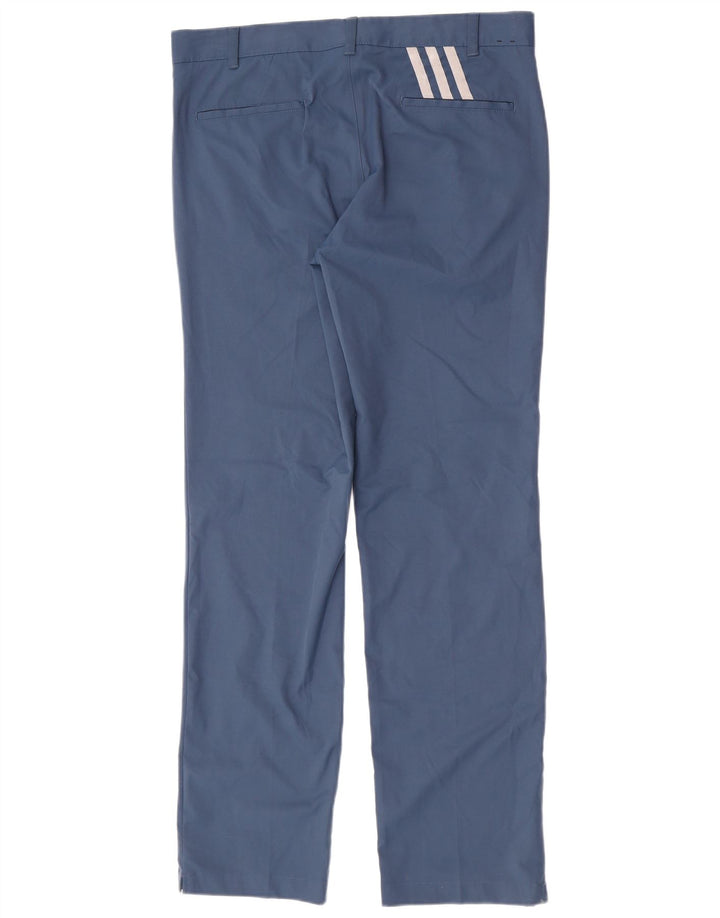 Adidas Mens Straight Chino Trousers W34 L34 Blue Polyester