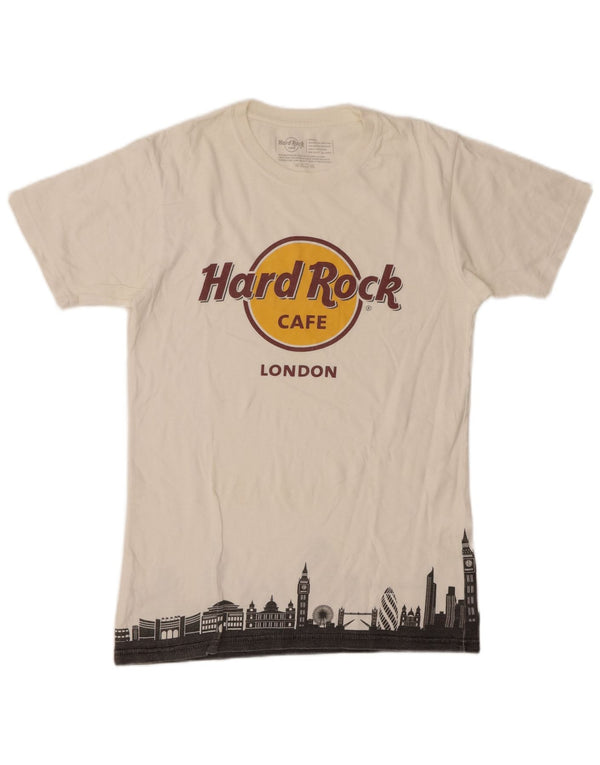 HARD ROCK CAFE Mens London Graphic T-Shirt Top Small White Cotton