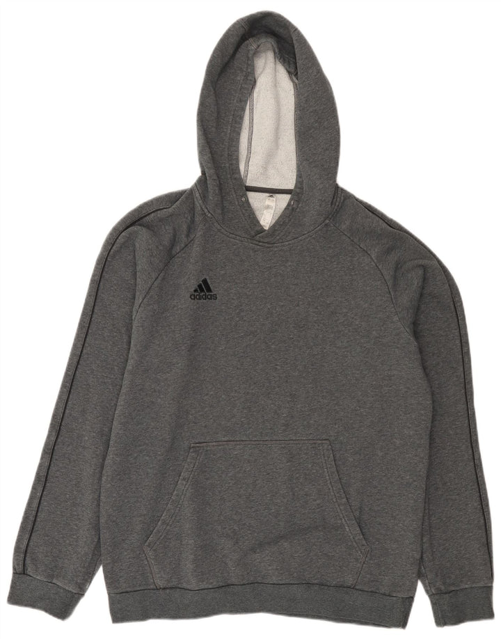 ADIDAS Mens Hoodie Jumper Large Grey Cotton