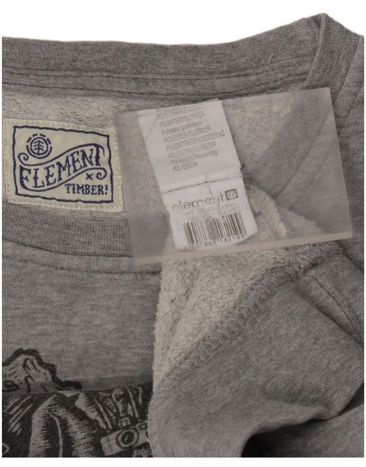 ELEMENT Mens Graphic Sweatshirt Jumper Large Grey Cotton