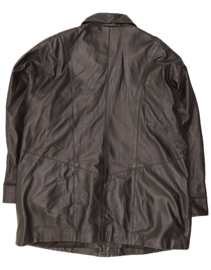 Gapelle Womens Oversized Leather Coat UK 18 XL Black