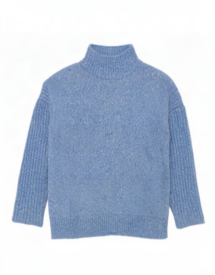 Marks & Spencer Womens Turtle Neck Jumper Sweater UK 14 Medium Blue Flecked