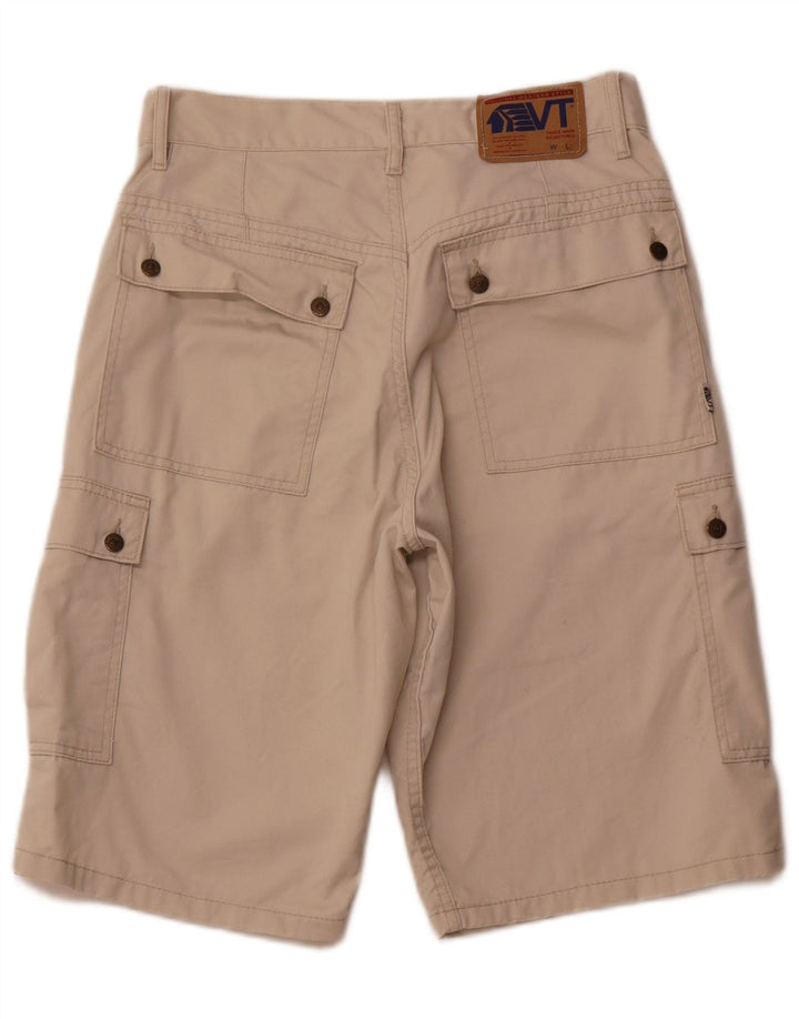 VINTAGE Mens High Waist Cargo Shorts W31 Medium Beige Cotton