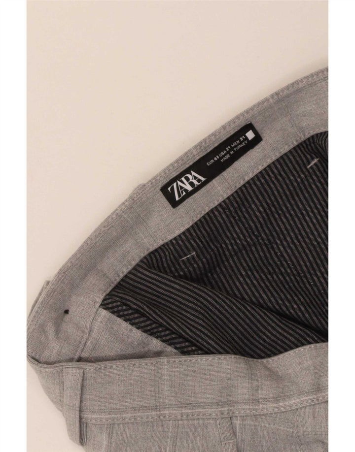 Zara Mens Slim Chino Trousers EU 40 Medium W31 L28 Grey Check