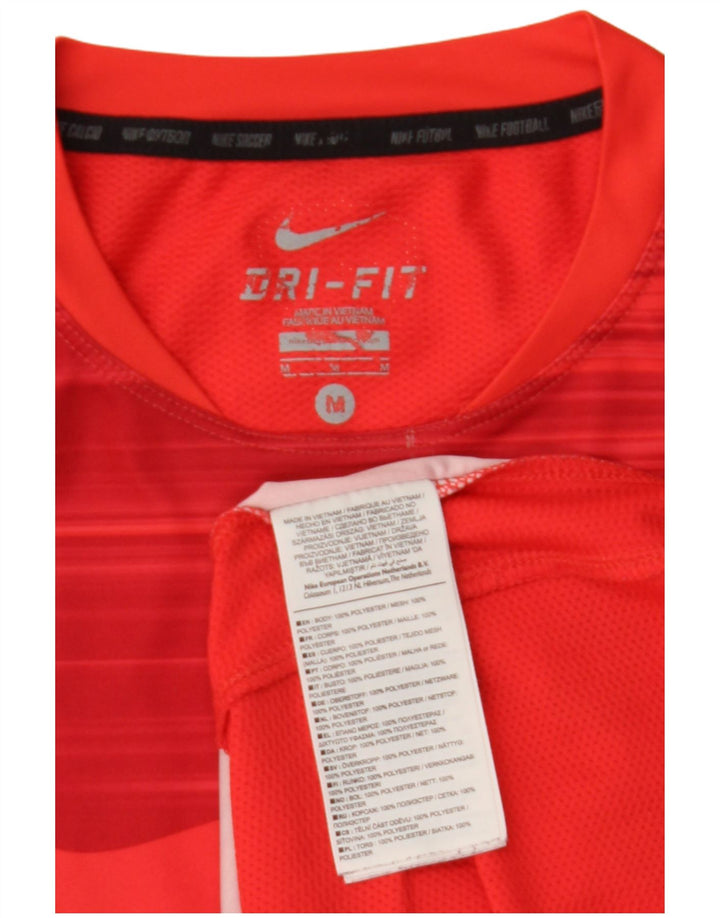 NIKE Mens Dri Fit Graphic T-Shirt Top Medium Red Polyester