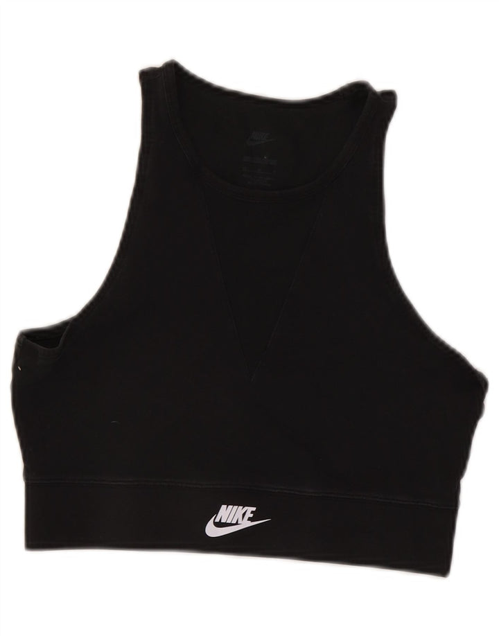 Nike Womens Bra Top UK 12 Medium Black Cotton