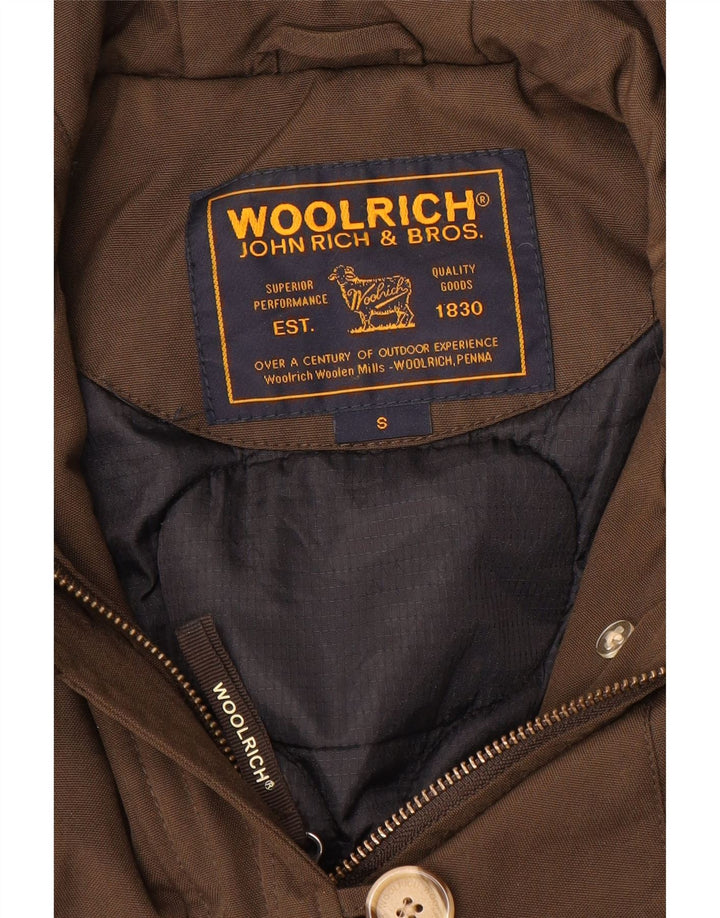 Woolrich Womens Hooded Bomber Jacket UK 10 Small Brown