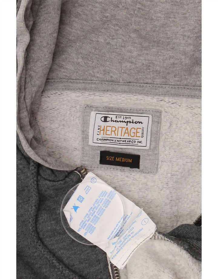 CHAMPION Mens Heritage Zip Hoodie Sweater Medium Grey Cotton