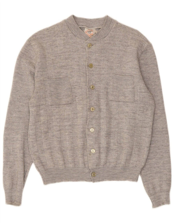 Vintage Womens Cardigan Sweater UK 14 Medium Grey