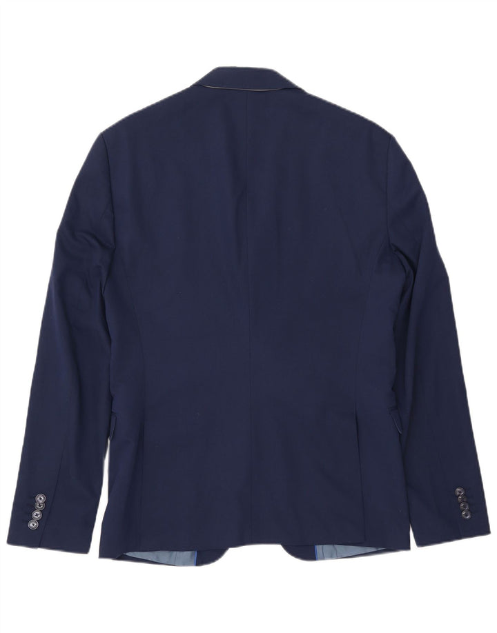 ZARA Mens 2 Button Blazer Jacket EU 50 Medium Navy Blue Viscose