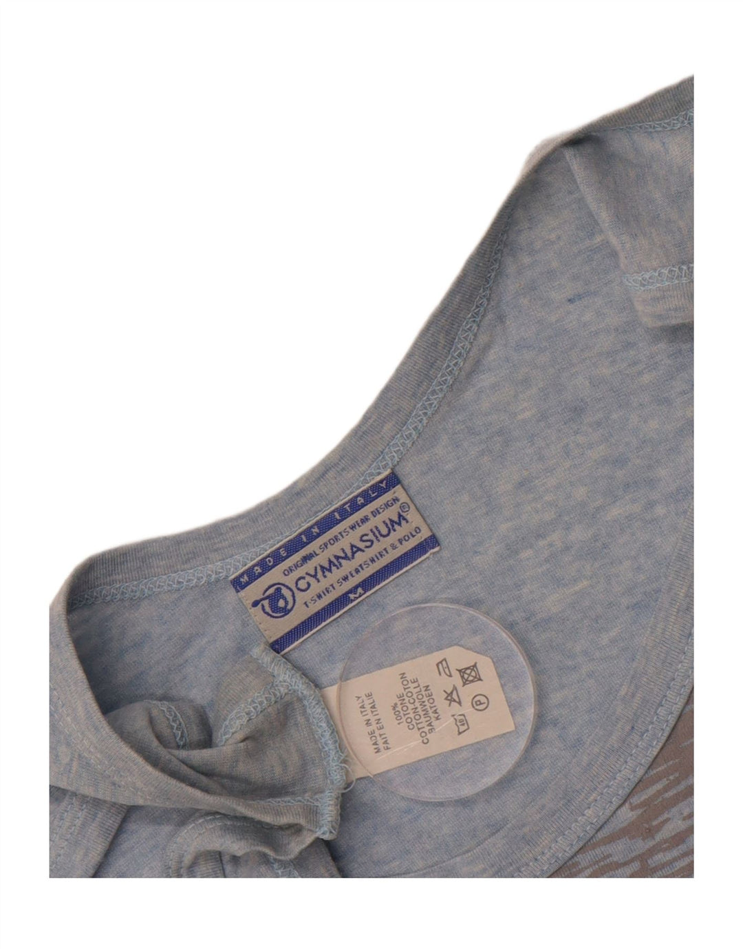 GYMNASIUM Mens Graphic Vest Top Medium Blue Cotton Vintage Gymnasium and Second-Hand Gymnasium from Messina Hembry 