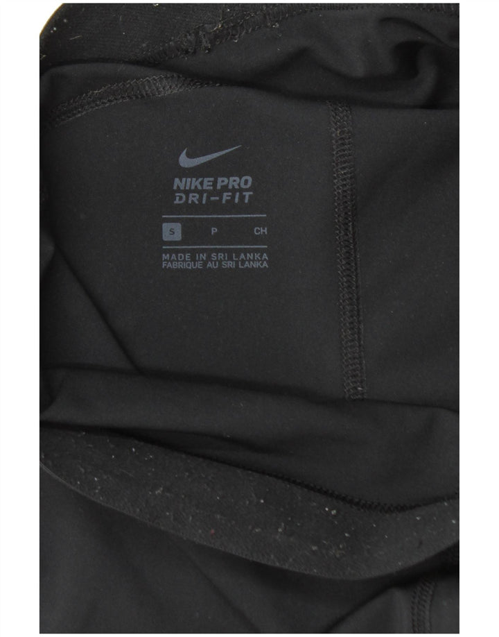 NIKE Womens Dri Fit Graphic Sport Shorts UK 8 Small  Black