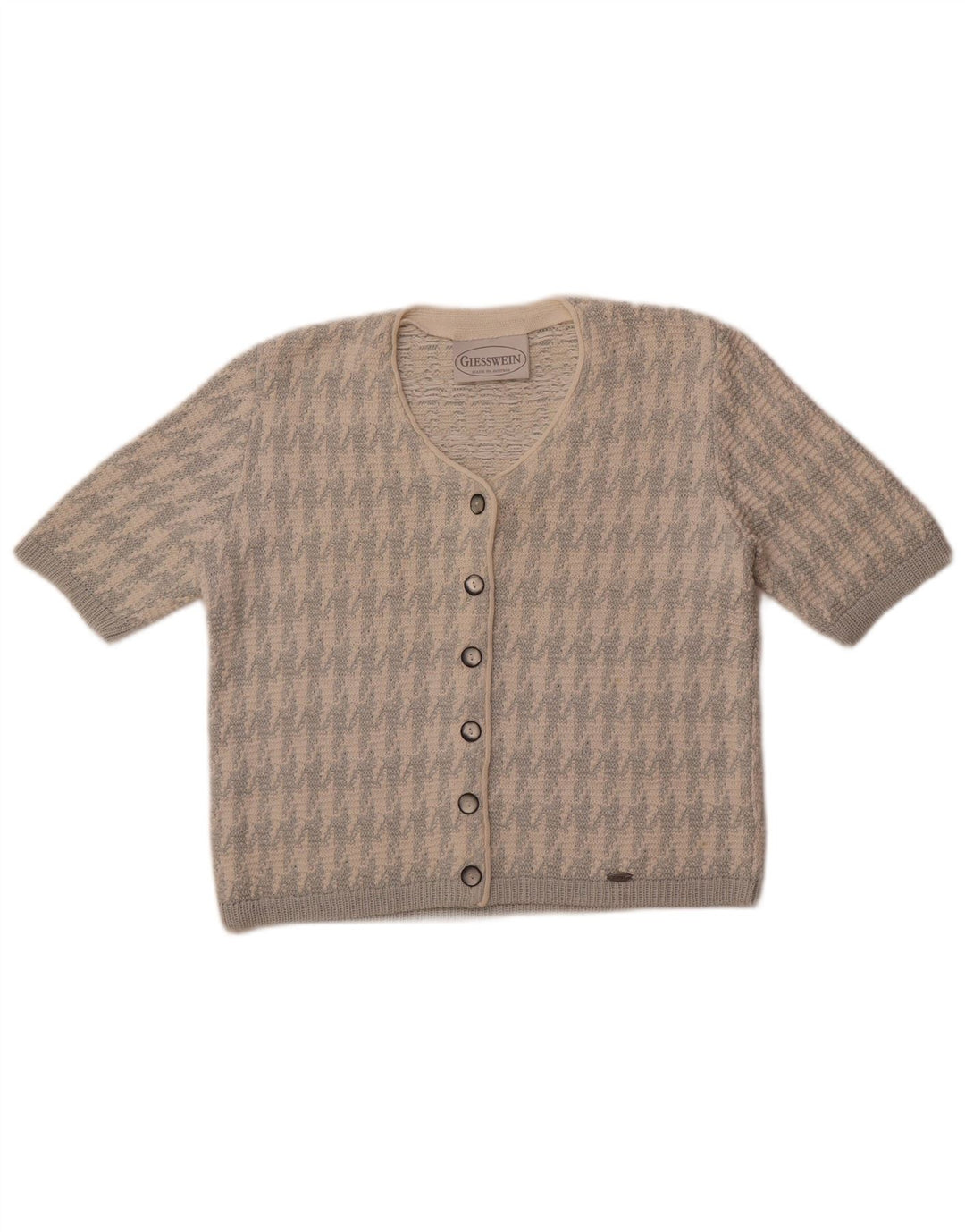 Giesswein Womens Cardigan Sweater EU 38 Medium White Houndstooth