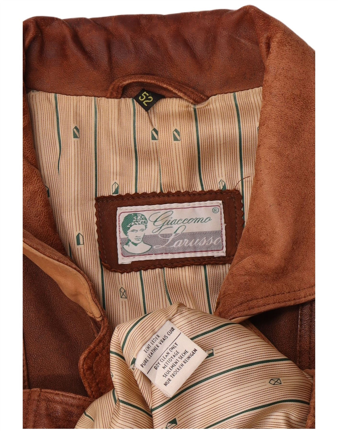 Giaccomo Larusso Mens Leather Jacket IT 52 XL Brown Leather