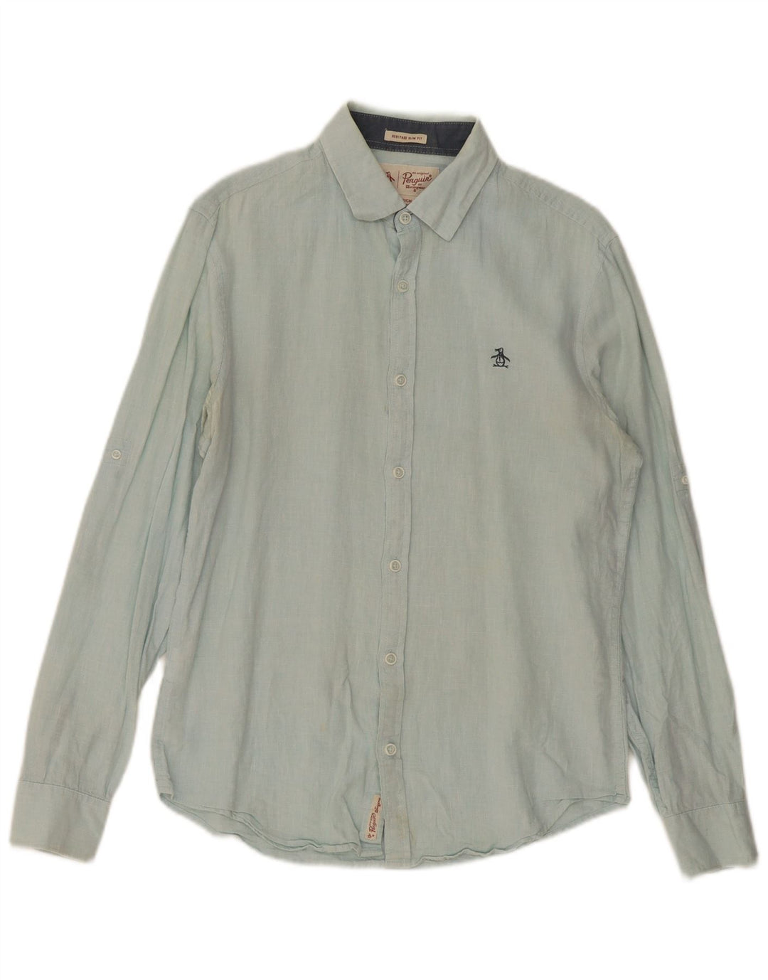 Penguin Mens Heritage Slim Fit Shirt Small Blue