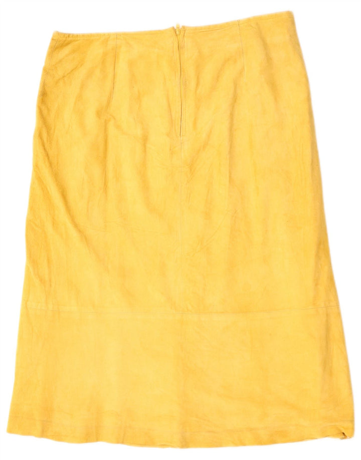 VINTAGE Womens Suede Skirt IT 44 Medium W30 Yellow Leather
