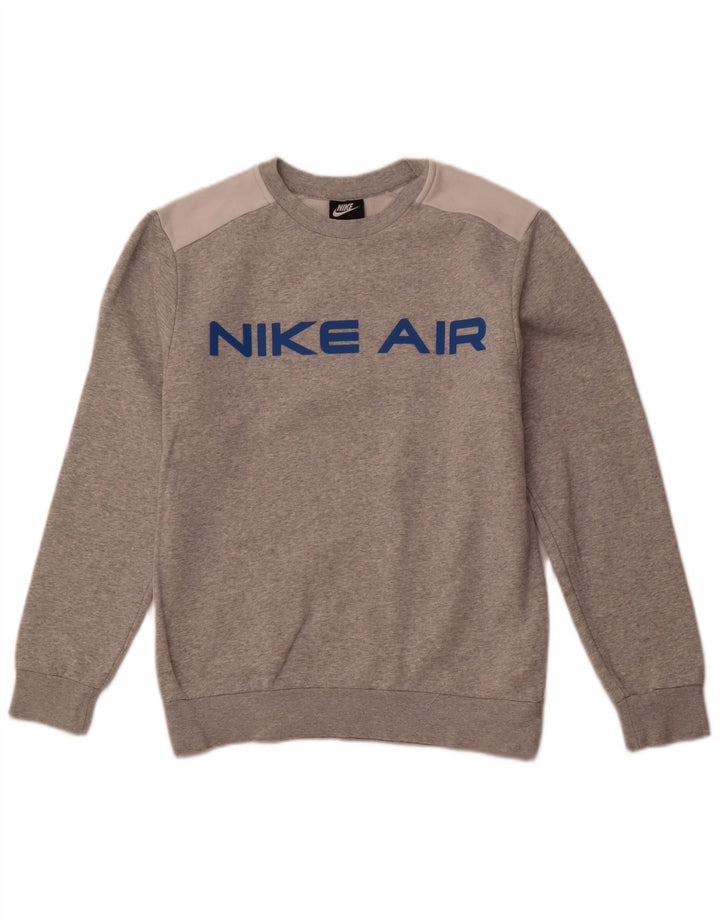 NIKE Mens Graphic Sweatshirt Jumper Small Grey Colourblock Cotton