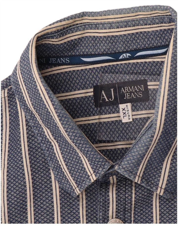 ARMANI JEANS Mens Shirt 2XL Blue Striped