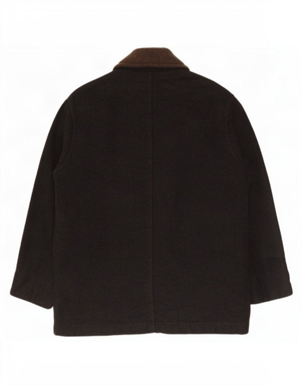 Lemon Mens Overcoat UK 42 XL Black Wool