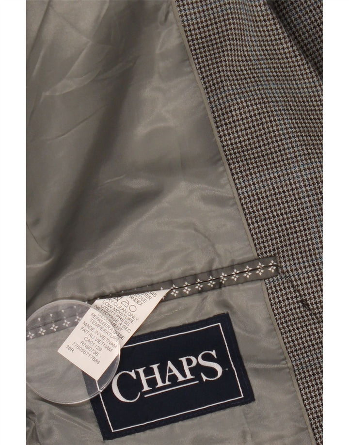 CHAPS Mens 2 Button Blazer Jacket UK 38 Medium Grey Houndstooth Polyester