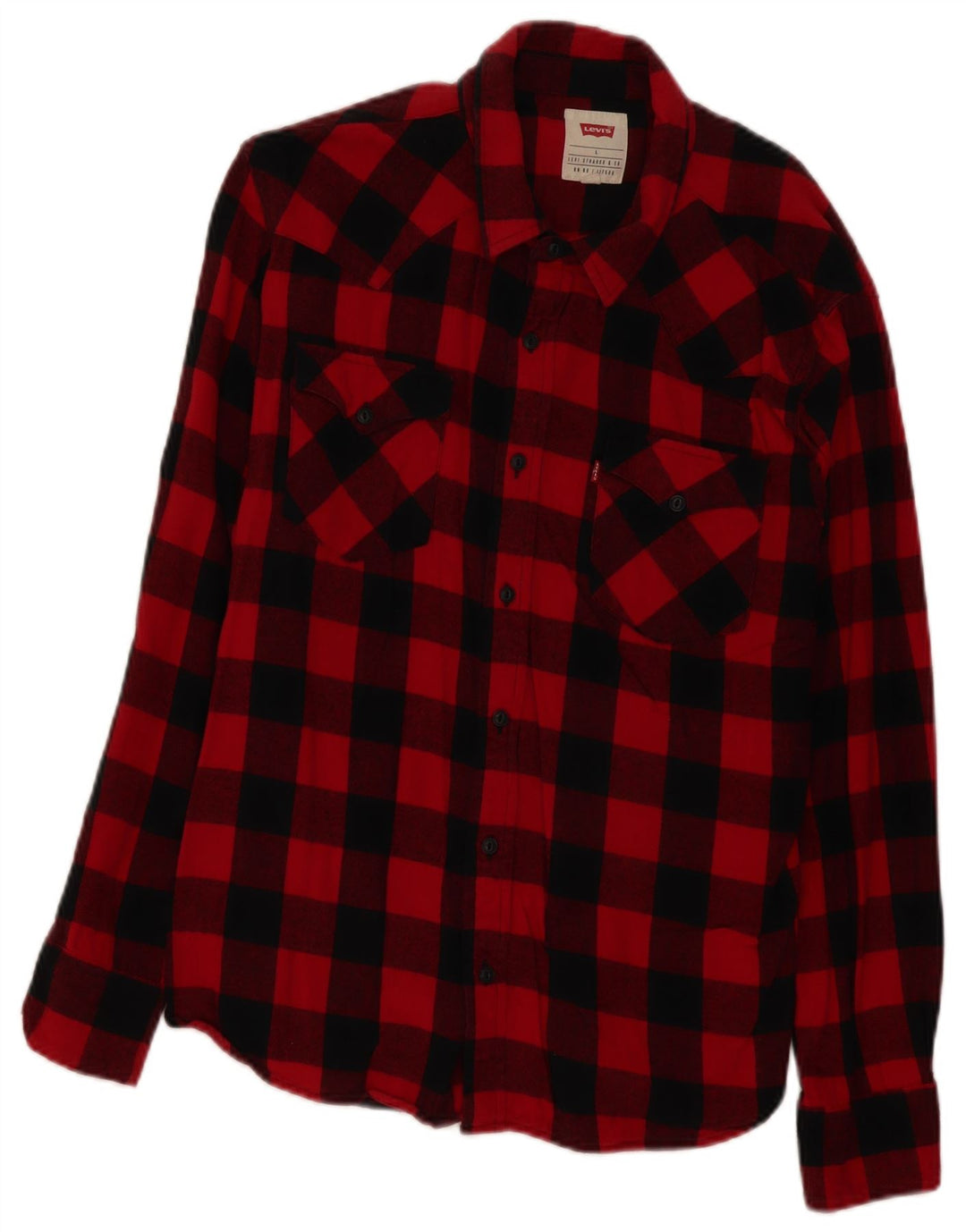 Levi's Mens Flannel Shirt Large Red Check Cotton