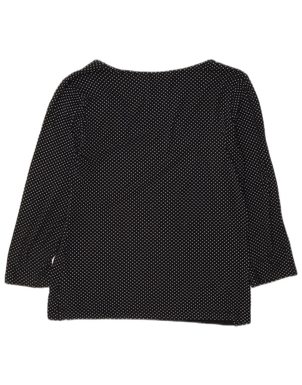 Hobbs Womens Top 3/4 Sleeve UK 10 Small Black Spotted Viscose