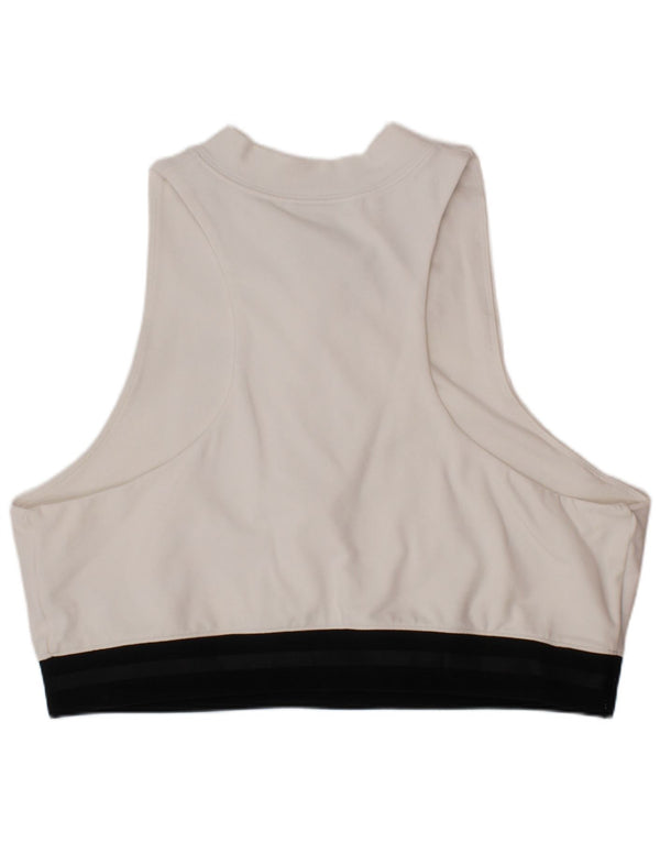 NIKE Girls Zip Neck Sport Bra Top 12-13 Years Large White Colourblock