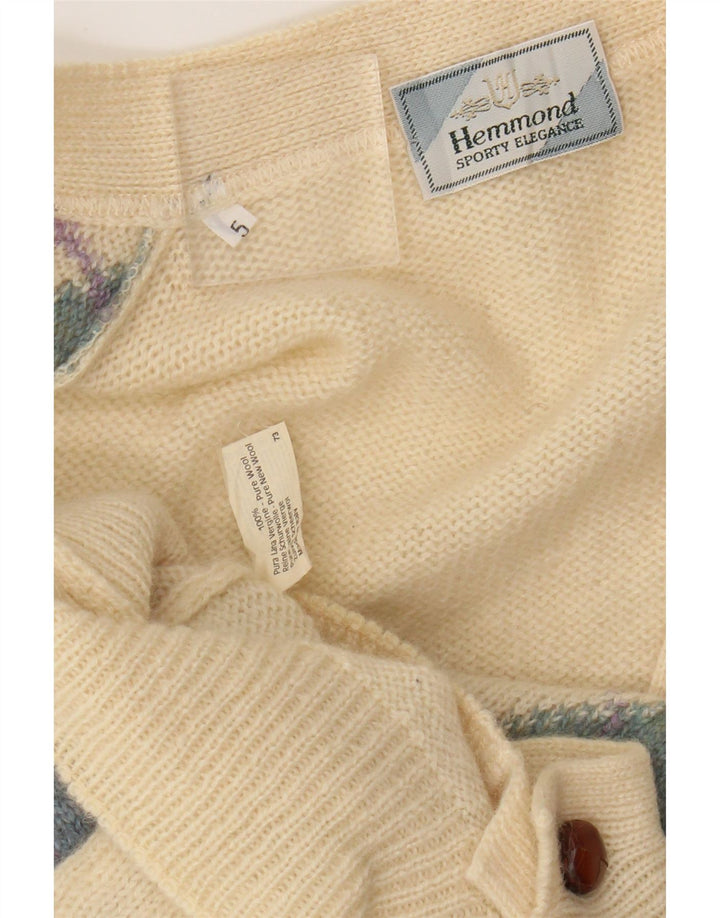 Hemmond Mens Cardigan Sweater Large Beige Argyle/Diamond Virgin Wool