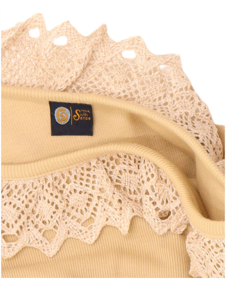 YOUR SIXTH SENSE Womens 3/4 Sleeve Blouse Top UK 14/16 Large Beige Cotton