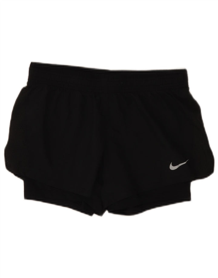 NIKE Womens Dri Fit Sport Shorts UK 10 Small  Black Polyester