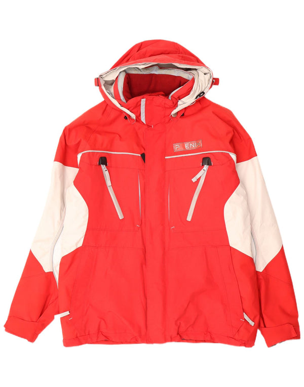 Phenix Mens Hooded Ski Jacket UK 40 Large Red Colourblock Nylon