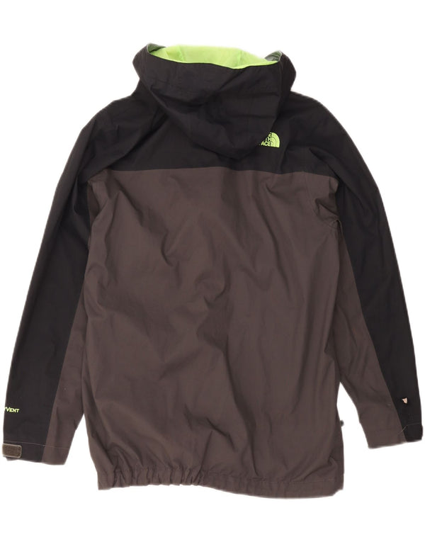 THE NORTH FACE Boys Hooded Rain Jacket 11-12 Years Large Grey Colourblock