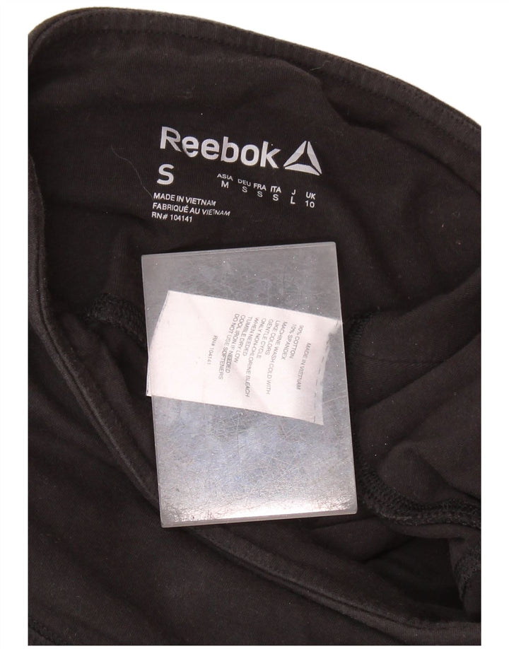 REEBOK Womens Leggings UK 10 Small Black Colourblock Cotton