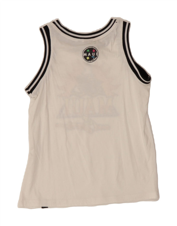 MAUI AND SONS Boys Graphic Vest Top 8-9 Years White Polyester Vintage Maui and Sons and Second-Hand Maui and Sons from Messina Hembry 
