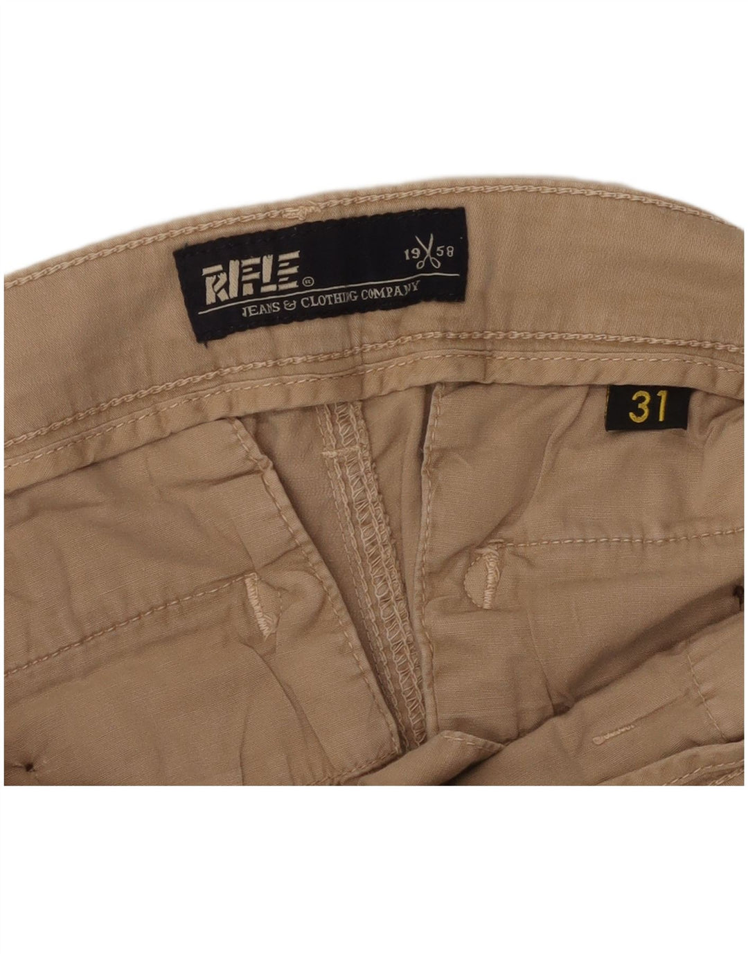 RIFLE Mens Slim Cargo Trousers W31 L30 Beige