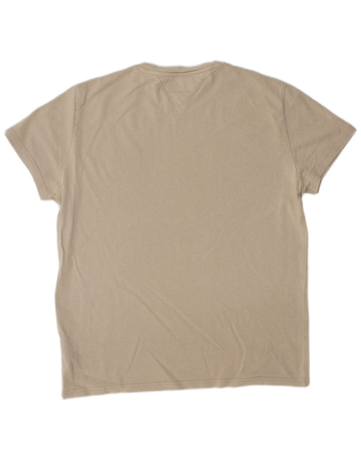 TOMMY HILFIGER Mens T-Shirt Top Medium Beige Cotton