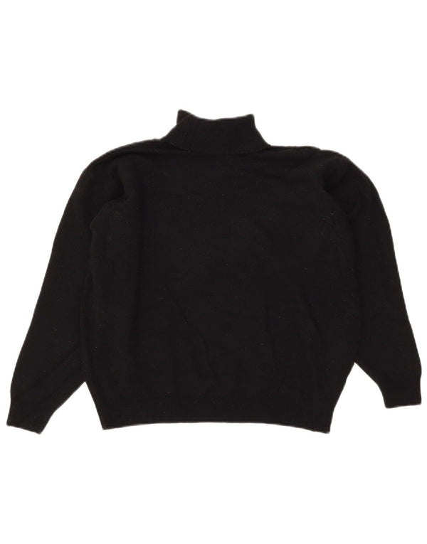 Marks & Spencer Womens Crop Roll Neck Jumper Sweater UK 14 Large Black Wool