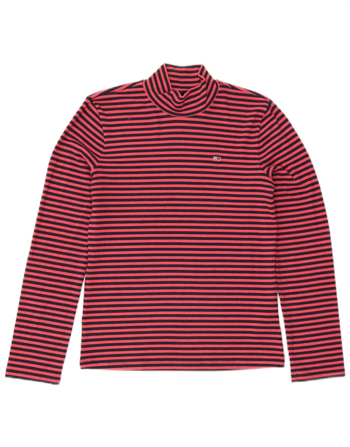 Tommy Hilfiger Womens Top Long Sleeve UK 14 Medium Pink Pinstripe Polyester