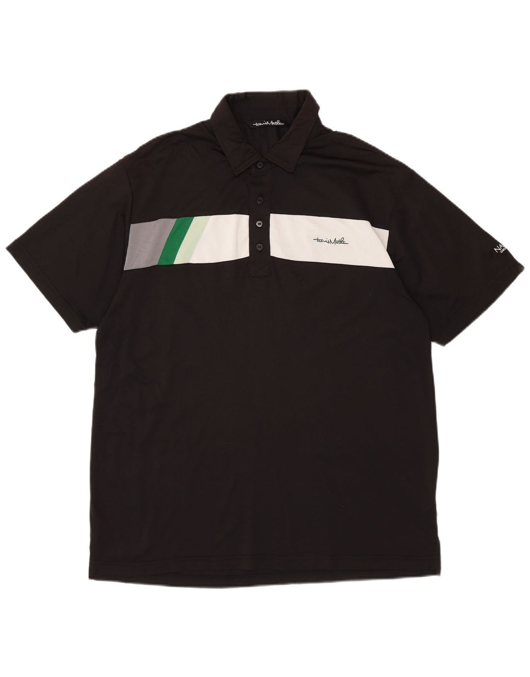 TRAVIS MATHEW Mens Graphic Polo Shirt XL Black Colourblock Polyester
