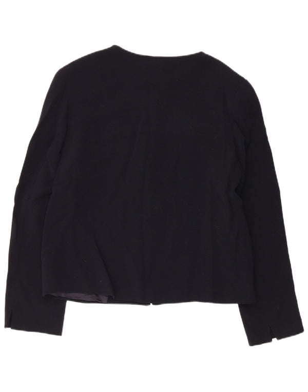 Max Mara Womens Blazer Jacket UK 16 Large Navy Blue Virgin Wool