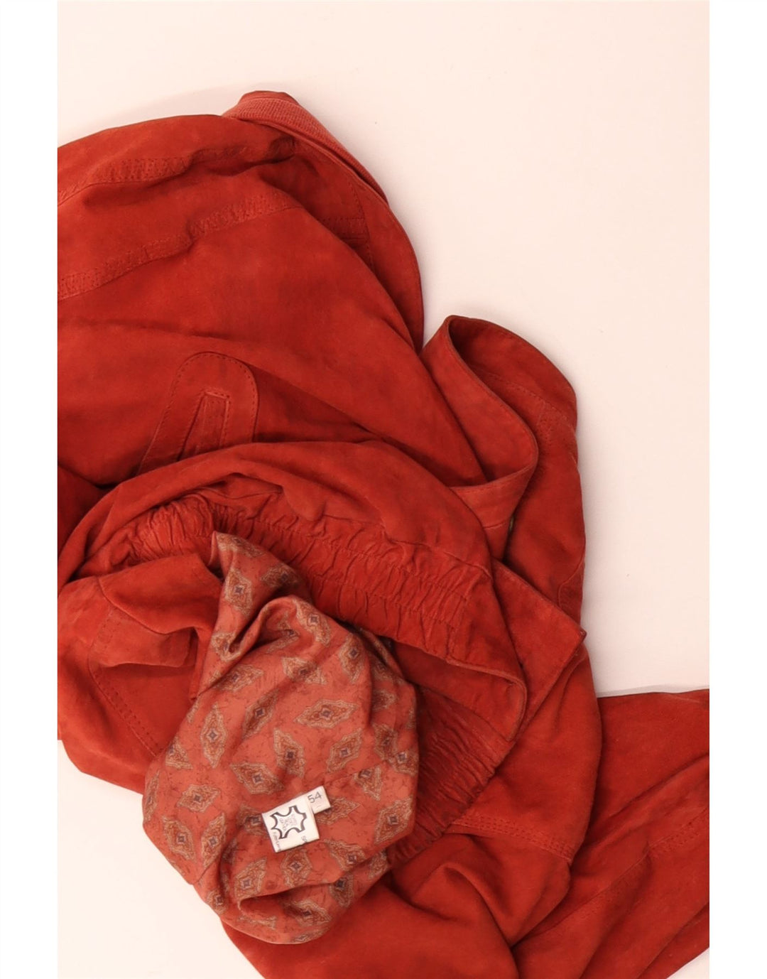 VINTAGE Mens Bomber Suede Jacket IT 54 2XL Orange Leather