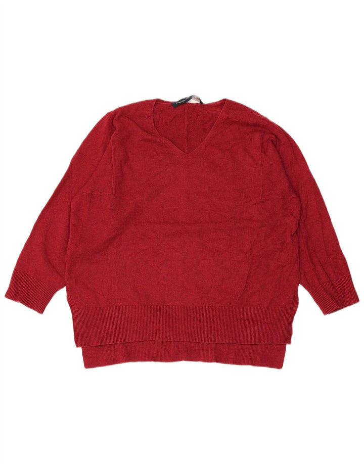 FRENCH CONNECTION Womens V-Neck Jumper Sweater UK 10 Small Burgundy