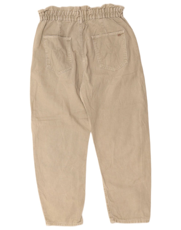 Zara Womens High Waist Tapered Cropped Jeans EU 38 Small W28 L25 Beige