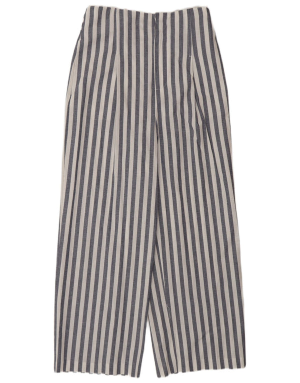 Zara Womens High Waist Wide Leg Casual Trousers XS W24 L26 Blue Striped