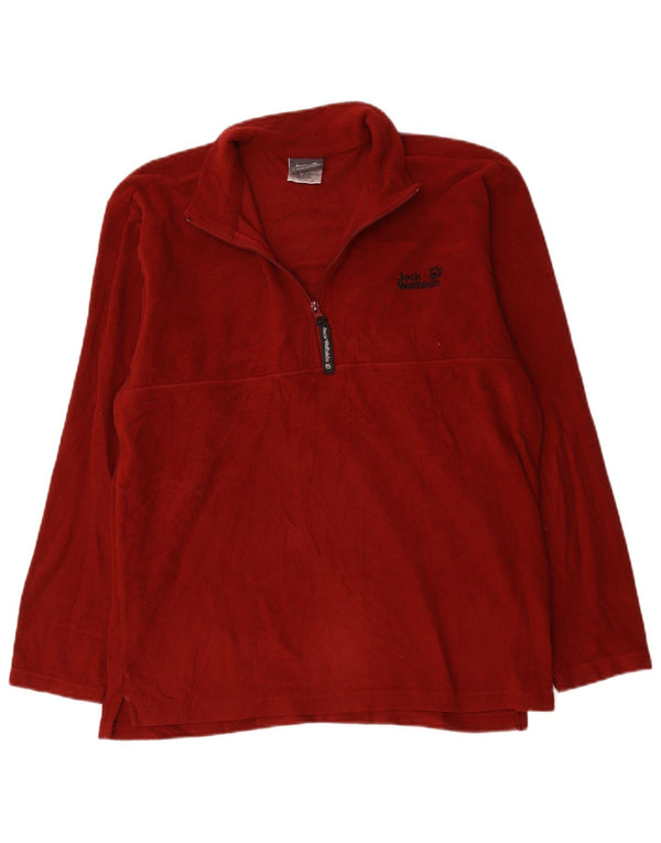 Jack Wolfskin Mens Zip Neck Fleece Jumper UK 40/42 Large Burgundy Polyester