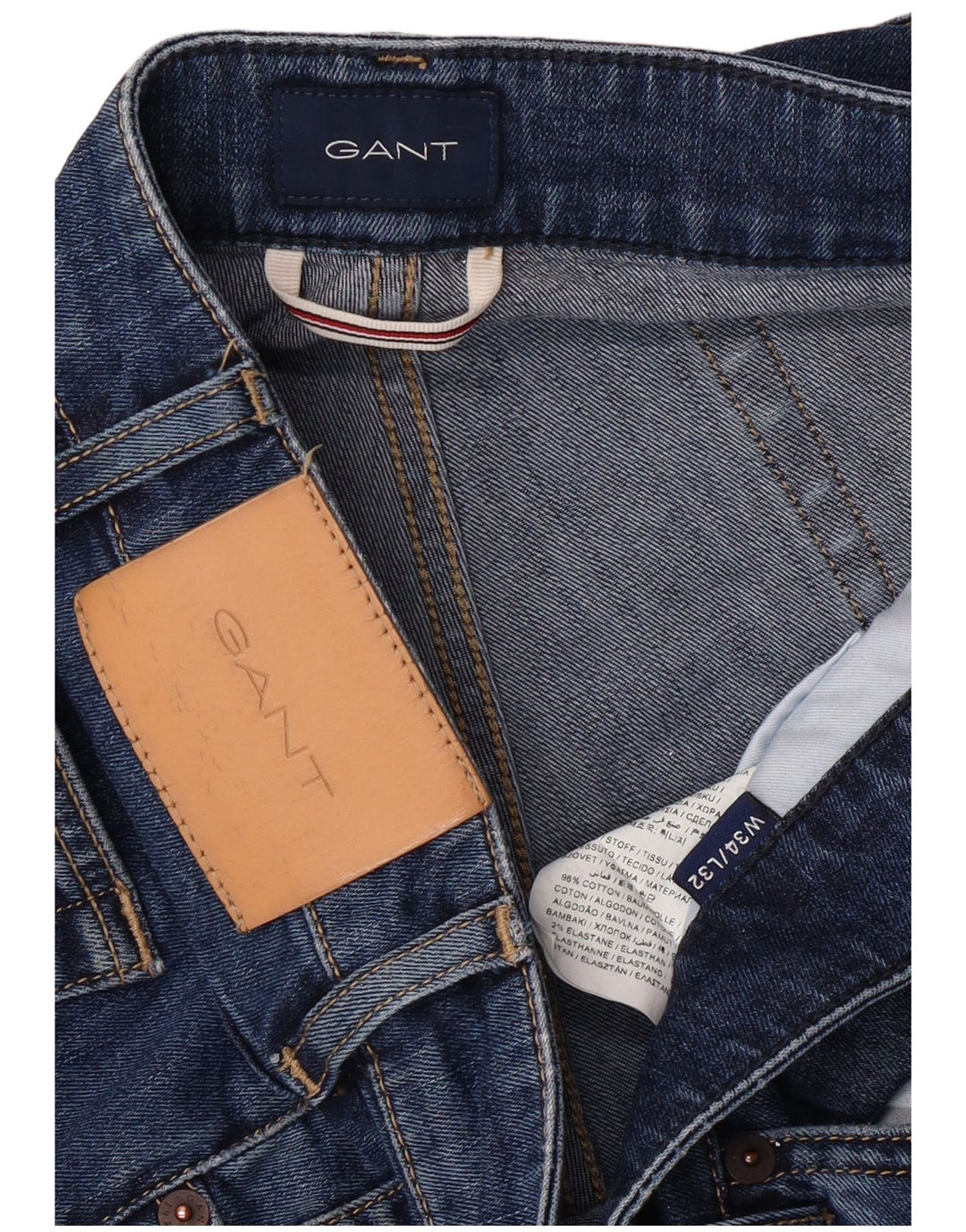 GANT Mens Straight Jeans W34 L30 Blue Cotton
